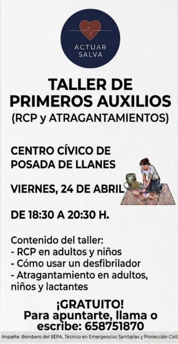 Posada de Llanes acoge un taller gratuito de primeros auxilios sobre RCP y atragantamientos