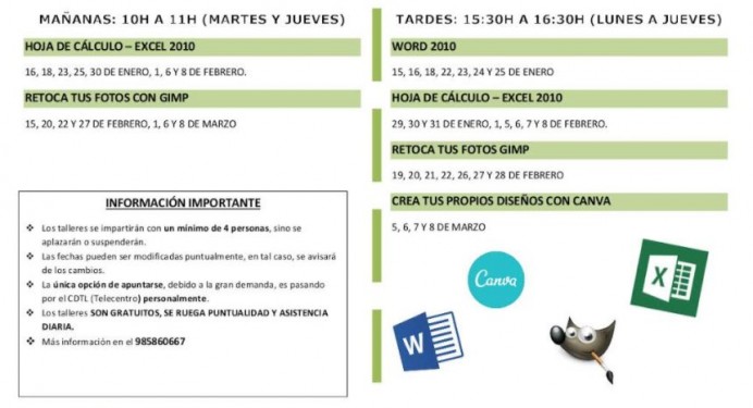 Talleres en el Telecentro de Ribadesella