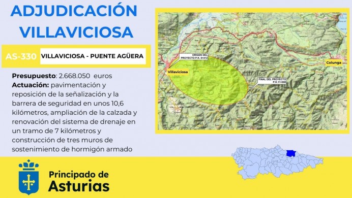 Movilidad adjudica por 2,66 millones la mejora de la AS-330 en Villaviciosa