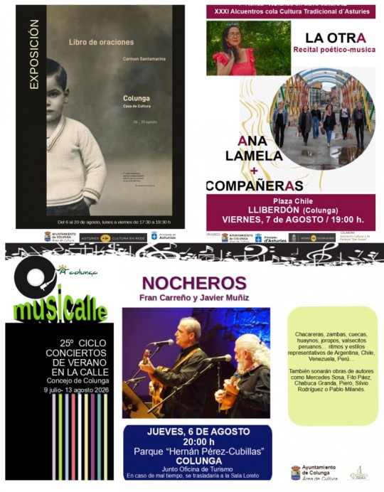 Colunga ofrece música, poesía y una nueva exposición cultural durante la primera quincena de agosto
