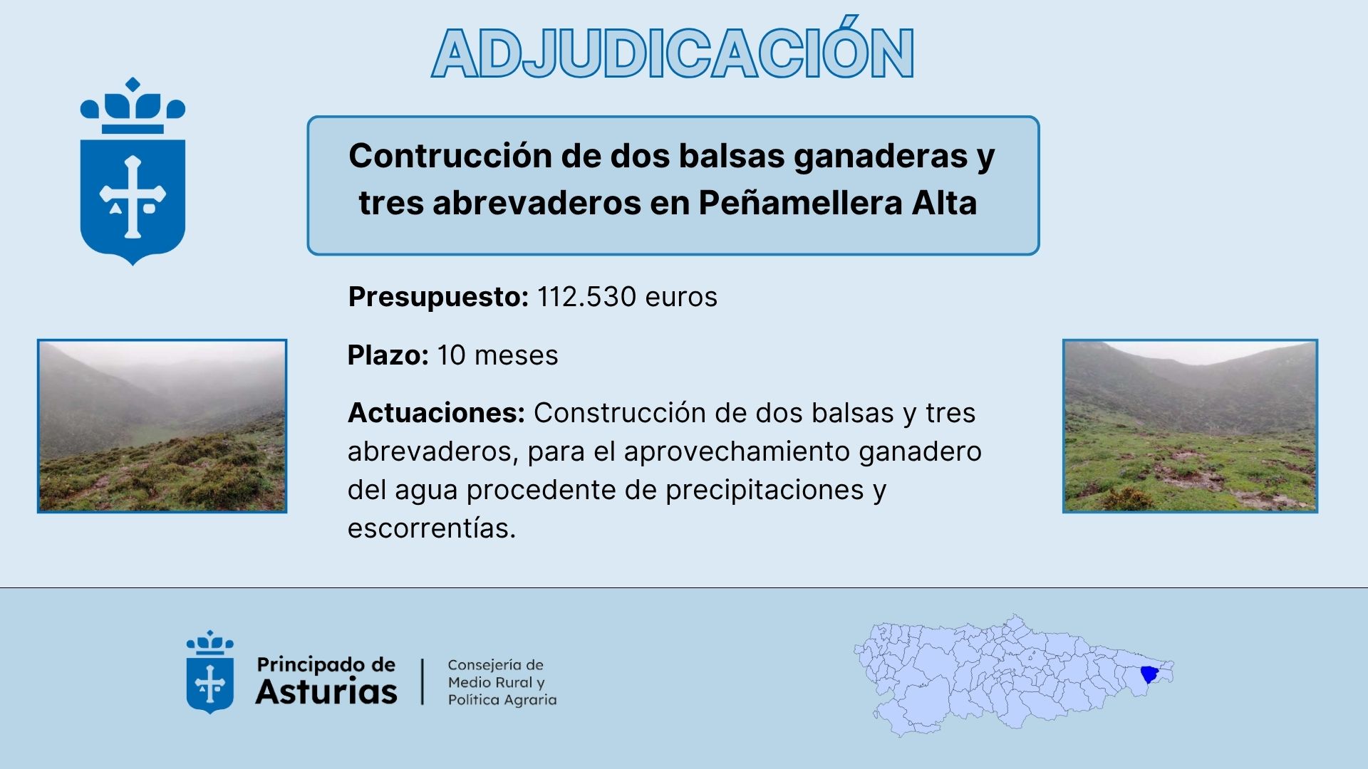 Medio Rural invertirá más de 112.000 euros en nuevas infraestructuras ganaderas en Peñamellera Alta