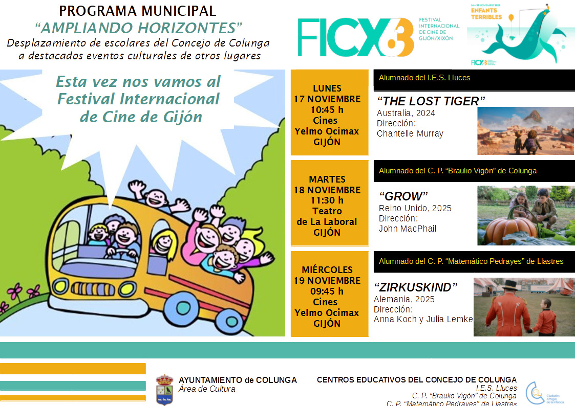 Colunga estará presente en el FICX y el FICX llegará a Colunga con dos destacadas proyecciones