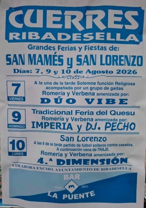 Cuerres celebra las fiestas de San Mamés y San Lorenzo del 7 al 10 de agosto