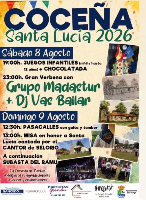 Coceña celebra sus fiestas de Santa Lucía con música, tradición y actividades para todas las edades