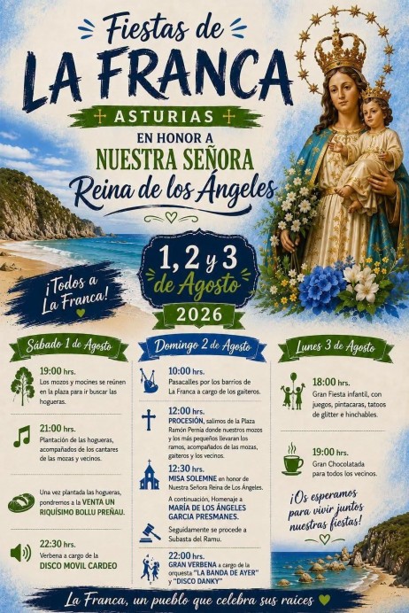 La Franca celebra sus fiestas en honor a Nuestra Señora Reina de los Ángeles