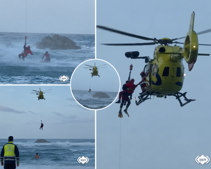 Ocho personas auxiliadas en un complicado rescate en la playa de La Franca tras quedar atrapadas por el oleaje