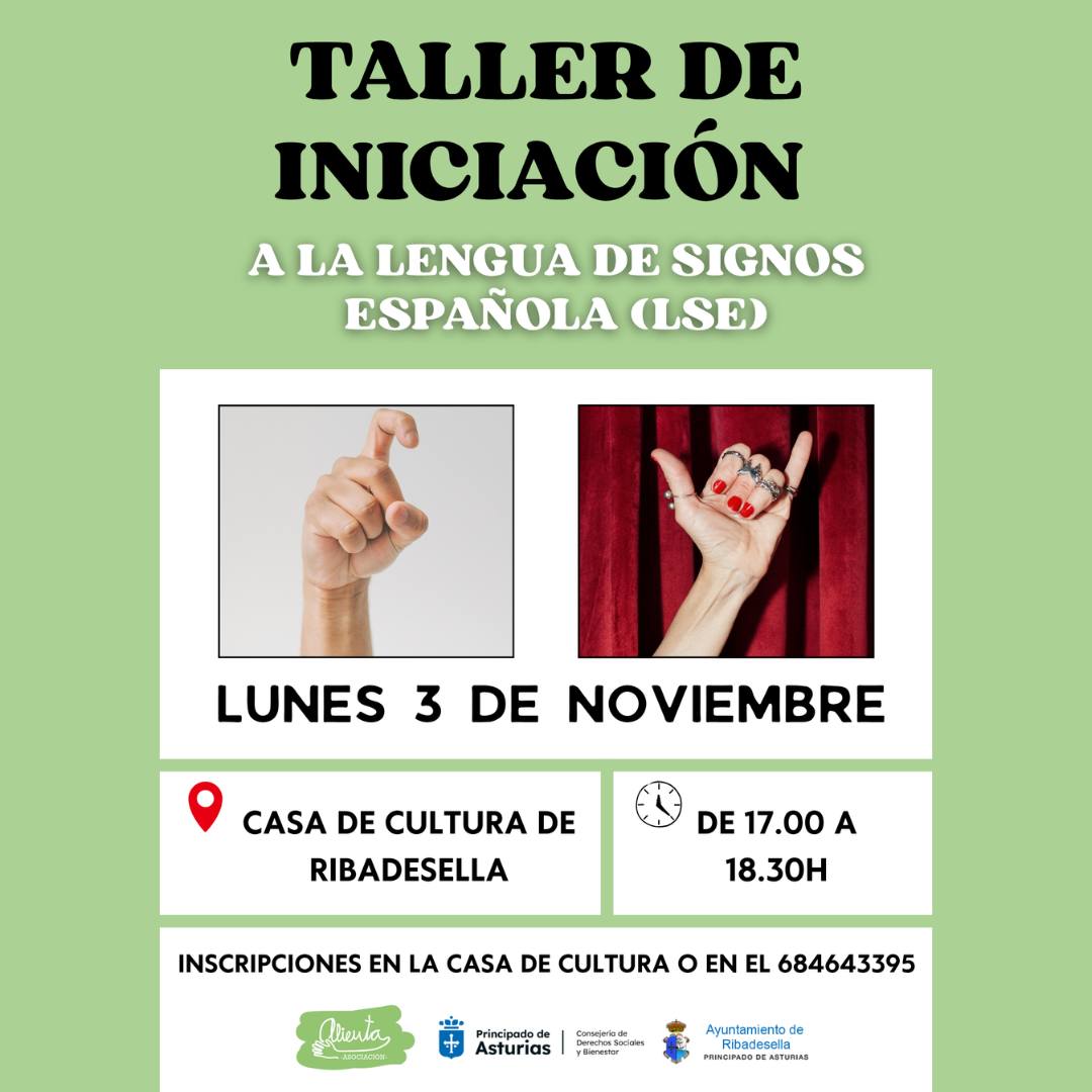 Ribadesella acoge un taller de iniciación a la Lengua de Signos Española el 3 de noviembre Ribadesella acoge un taller de iniciación a la Lengua de Signos Española el 3 de noviembre