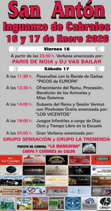 Inguanzo de Cabrales celebra San Antón 2026 con verbenas, tradición y bendición de los animales