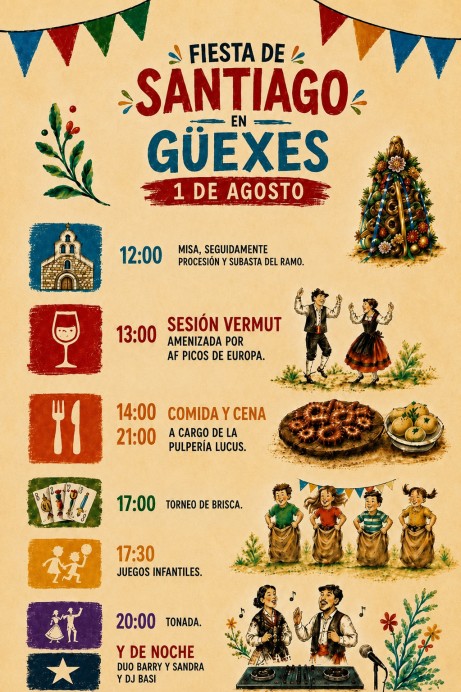 Guexes celebra este 1 de agosto la Fiesta de Santiago