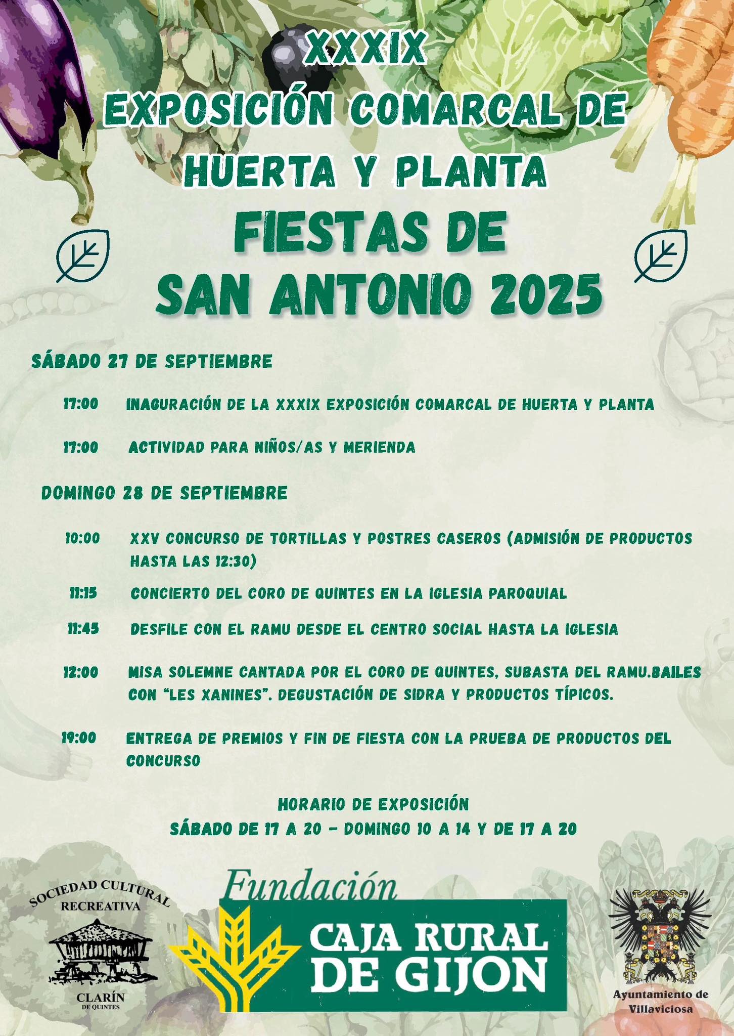 Villaviciosa celebra la XXXIX Exposición Comarcal de Huerta y Planta en las Fiestas de San Antonio 2025 Villaviciosa celebra la XXXIX Exposición Comarcal de Huerta y Planta en las Fiestas de San Antonio 2025