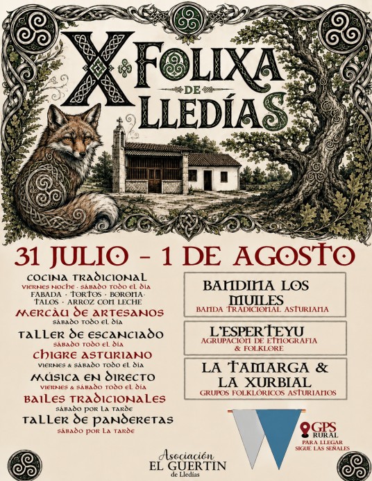 Lledías celebra su X Folixa con cocina tradicional, artesanía y música asturiana